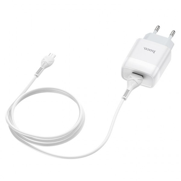 Мережевий зарядний пристрій HOCO C72A Glorious single port charger set(Micro) 10.5W Білий