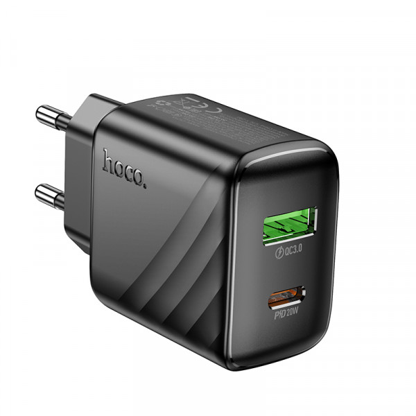 Мережевий зарядний пристрій HOCO CS25A Rico PD20W+QC3.0 charger Black (6942007639781)