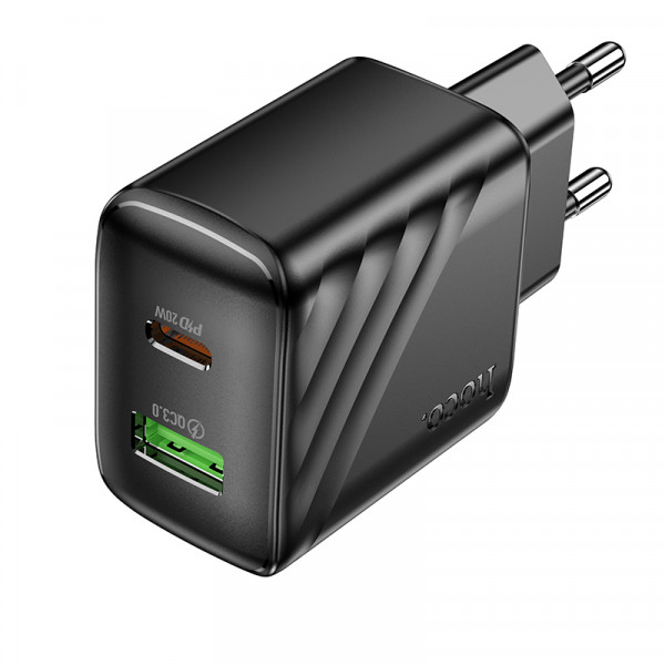 Мережевий зарядний пристрій HOCO CS25A Rico PD20W+QC3.0 charger Black (6942007639781)