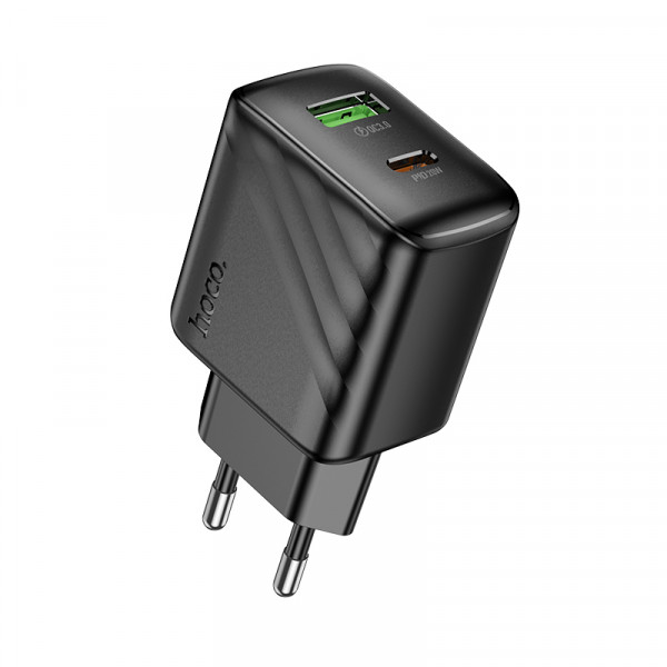 Мережевий зарядний пристрій HOCO CS25A Rico PD20W+QC3.0 charger Black (6942007639781)