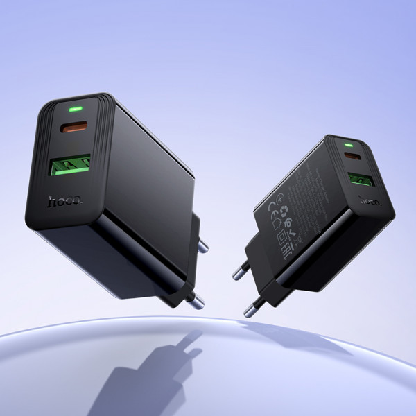 Мережевий зарядний пристрій HOCO CS94A Leader PD20W+QC3.0 charger(EU) Black (6942007671101)