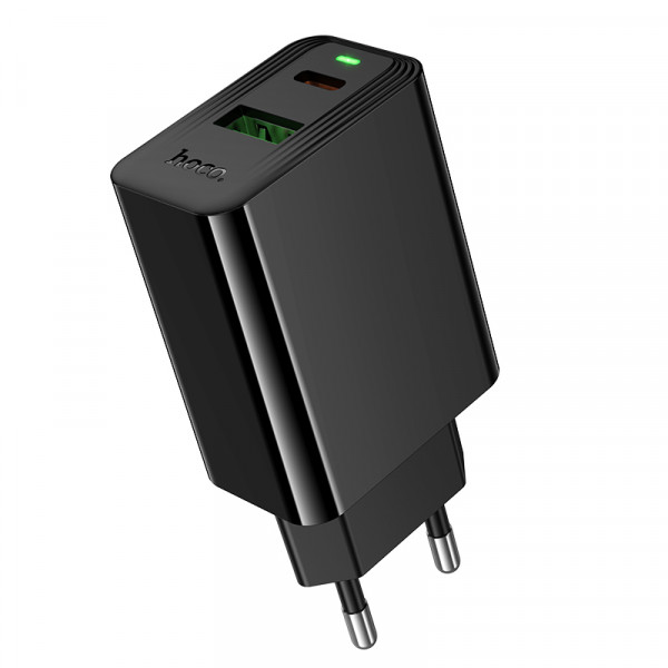 Мережевий зарядний пристрій HOCO CS94A Leader PD20W+QC3.0 charger(EU) Black (6942007671101)