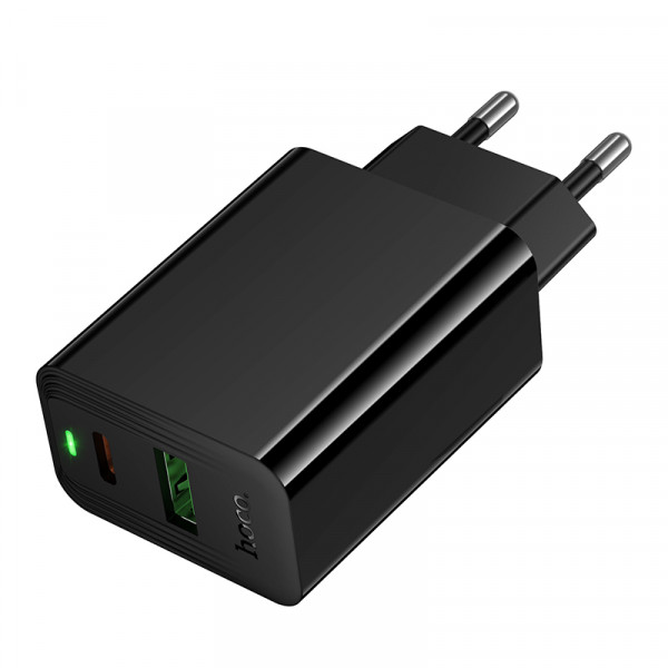 Мережевий зарядний пристрій HOCO CS94A Leader PD20W+QC3.0 charger(EU) Black (6942007671101)