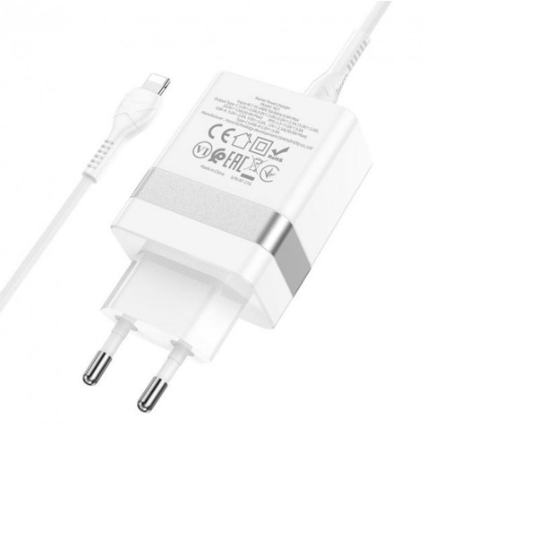 Мережевий зарядний пристрій HOCO N21 Extension speed PD30W+QC3.0 charger set(C to iP) White