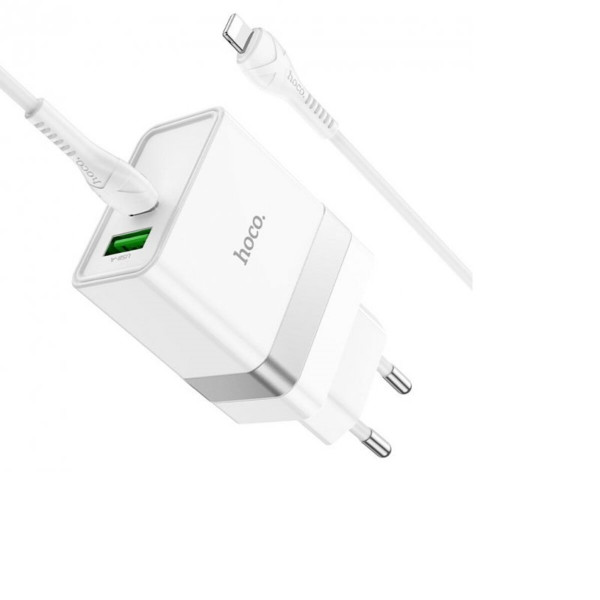 Мережевий зарядний пристрій HOCO N21 Extension speed PD30W+QC3.0 charger set(C to iP) White