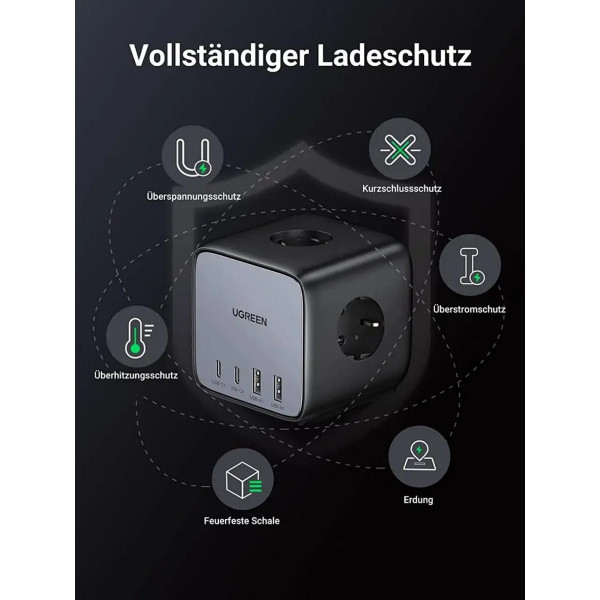 Мережевий зарядний пристрій UGREEN CD268 65W DigiNest Cube (2C2A) (UGR-60113)