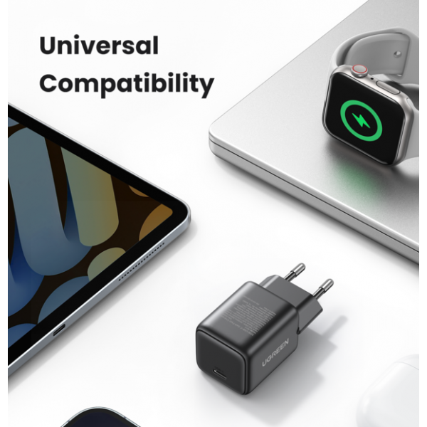 Мережевий зарядний пристрій UGREEN X513 30W USB-C GaN Fast Charger EU Black (UGR-65007)