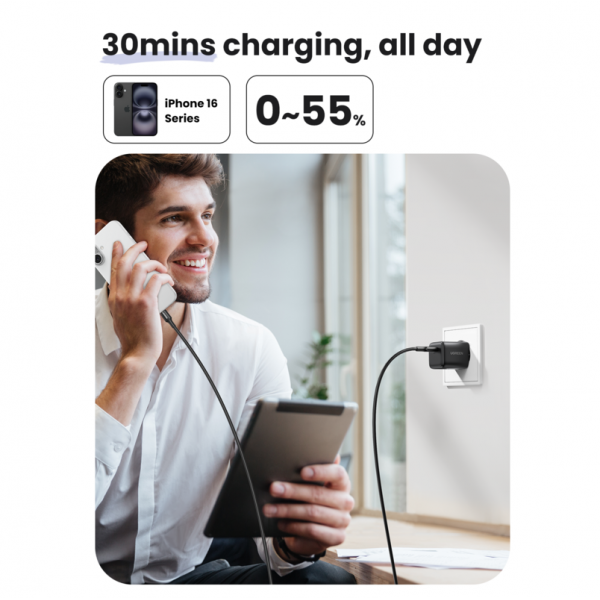 Мережевий зарядний пристрій UGREEN X513 30W USB-C GaN Fast Charger EU Black (UGR-65007)