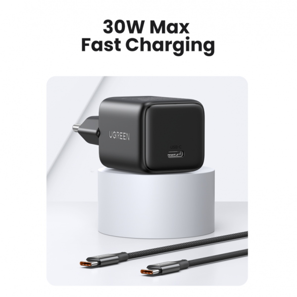 Мережевий зарядний пристрій UGREEN X513 30W USB-C GaN Fast Charger EU Black (UGR-65007)