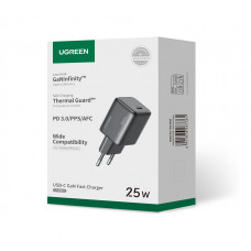 Мережевий зарядний пристрій з кабелем UGREEN X517 25W USB-C GaN Fast Charger Set EU+1M CC Cable black (UGR-75103)