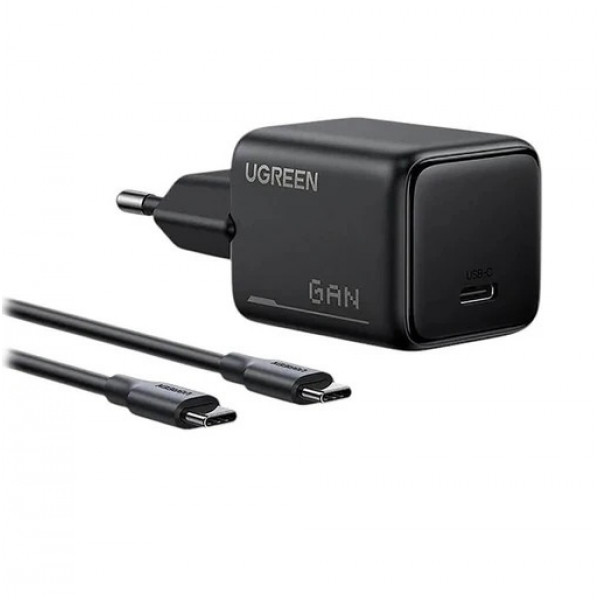 Мережевий зарядний пристрій UGREEN X517 25W USB-C GaN Fast Charger Set EU+1M CC Cable black (UGR-75103)