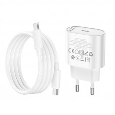 Мережевий зарядний пристрій з кабелем HOCO C109A(PD20W) Fighter single port PD20W charger set(C to C) White (6942007656672)