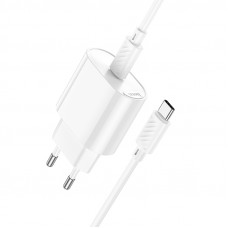 Мережевий зарядний пристрій з кабелем HOCO C109A(PD20W) Fighter single port PD20W charger set(C to C) White (6942007656672)