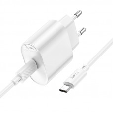 Мережевий зарядний пристрій з кабелем HOCO C109A(PD20W) Fighter single port PD20W charger set(C to C) White (6942007656672)