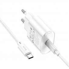 Мережевий зарядний пристрій з кабелем HOCO C109A(PD20W) Fighter single port PD20W charger set(C to C) White (6942007656672)