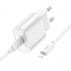 Мережевий зарядний пристрій з кабелем HOCO C109A(PD20W) Fighter single port PD20W charger set(C to iP) White (6942007656665)