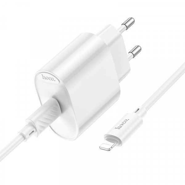 Мережевий зарядний пристрій з кабелем HOCO C109A(PD20W) Fighter single port PD20W charger set(C to iP) White (6942007656665)