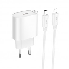 Мережевий зарядний пристрій з кабелем HOCO C109A(PD20W) Fighter single port PD20W charger set(C to iP) White (6942007656665)