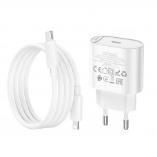 Мережевий зарядний пристрій з кабелем HOCO C109A(PD20W) Fighter single port PD20W charger set(C to iP) White (6942007656665)