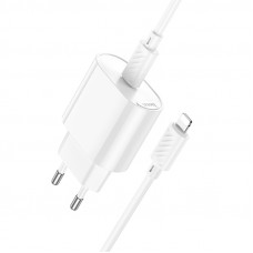 Мережевий зарядний пристрій з кабелем HOCO C109A(PD20W) Fighter single port PD20W charger set(C to iP) White (6942007656665)