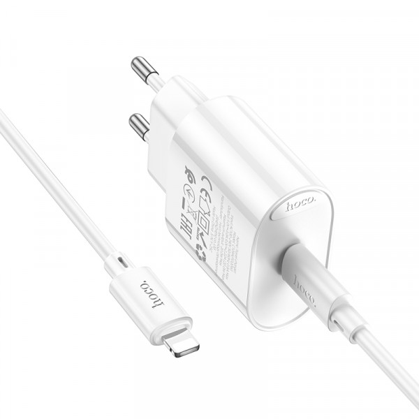 Мережевий зарядний пристрій з кабелем HOCO C109A(PD20W) Fighter single port PD20W charger set(C to iP) White (6942007656665)
