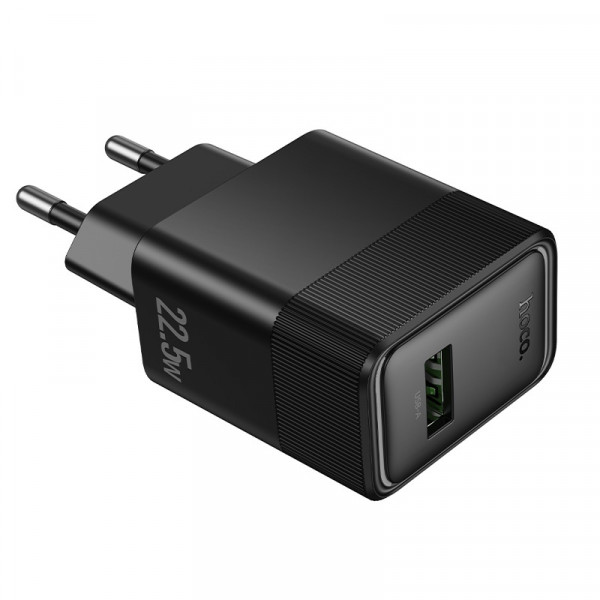Мережевий зарядний пристрій HOCO CS111A Lounge single-port 22.5W multi-protocol charger Black (6942007680349)