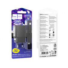 Мережевий зарядний пристрій з кабелем HOCO CS25A Rico PD20W+QC3.0 charger set(C to C) Black (6942007639804)