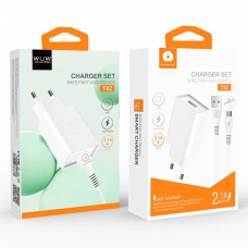 Мережевий зарядний пристрій з кабелем WUW-T82 Single USB home charger set type-c (6972573336555)