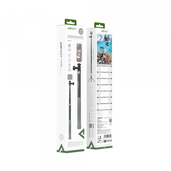 Монопод ACEFAST E38 1.2m carbon fiber telescopic selfie stick Gray-Black (6974316286028)