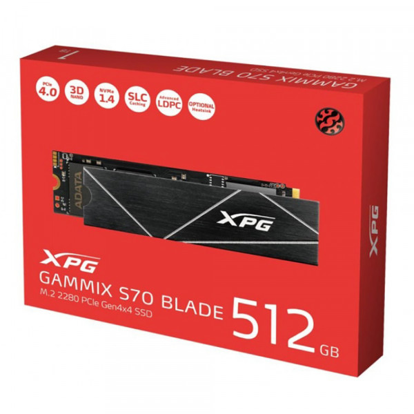 Накопичувач SSD M.2 ADATA GAMMIX S70 BLADE 512GB 2280 PCIe 4x4 NVMe 3D NAND Read/Write:7200/2600 MB/sec (AGAMMIXS70B-512G-CS)
