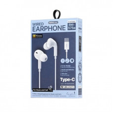 Навушники дротові REMAX Wired Earphones for Music and Call RM-575/a/i (Type-C) White (6954851234708)