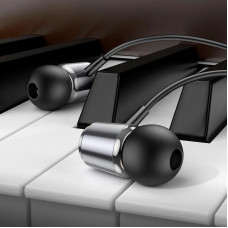 Навушники HOCO M108 Spring metal universal earphones with mic Metal Gray (6931474797575)