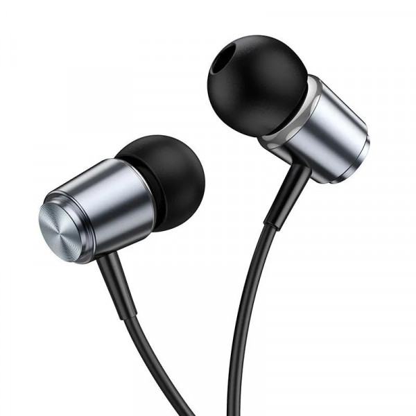Навушники HOCO M108 Spring metal universal earphones with mic Metal Gray (6931474797575)