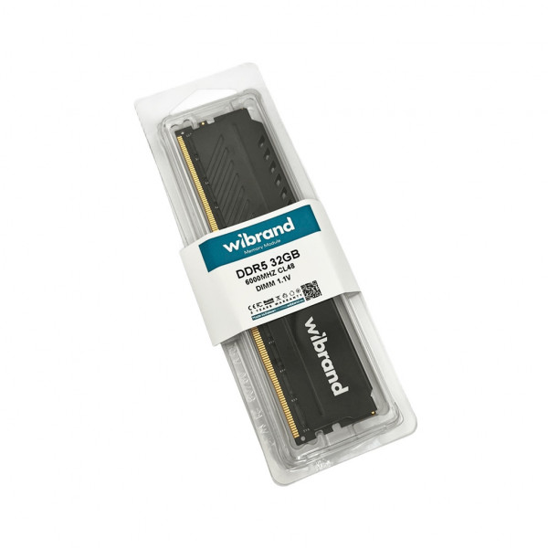 Оперативна пам'ять DDR5 Wibrand 32GB 6000MHz CL48 DIMM Heatsink Black (WI6000DDR5D/32GB)