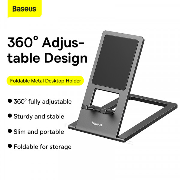 Підставка для телефона Baseus Foldable Metal Desktop Holder Gray (LUKP000013)