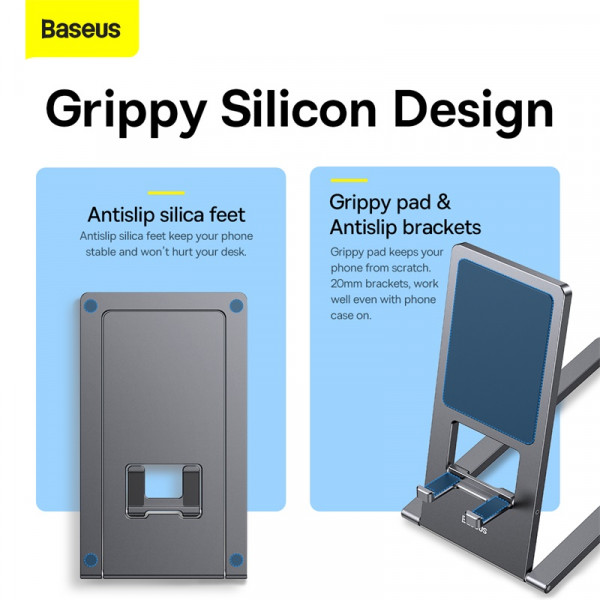Підставка для телефона Baseus Foldable Metal Desktop Holder Gray (LUKP000013)