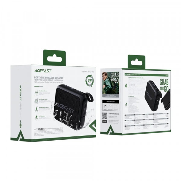 Портативна колонка ACEFAST K4 Go portable wireless speaker, 5W, IPX7, Black (6974316285113)
