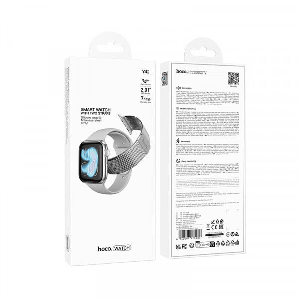Смарт-годинник HOCO Y42 51mm. 200 mAh. IP67 Smart watch(call version) Silver (6942007675284)