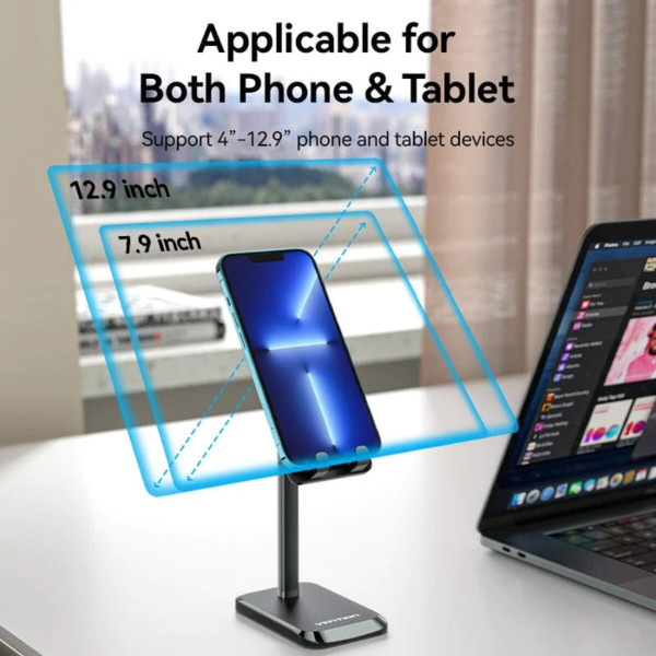 Тримач для телефону Height Adjustable Desktop Cell Phone Stand Чорний Aluminum Alloy Type (KCQB0)