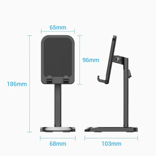 Тримач для телефону Height Adjustable Desktop Cell Phone Stand Чорний Aluminum Alloy Type (KCQB0)