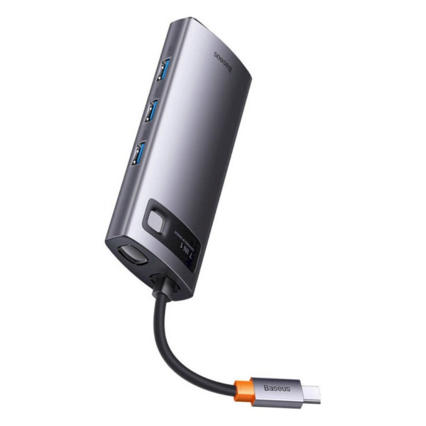 USB-хаб Baseus Metal Gleam Series 7-in-1 Multifunctional Type-C HUB Docking Station Gray （Type-C to HDMI*1+USB3.0*3+PD*1+VGA*1+RJ45*1）