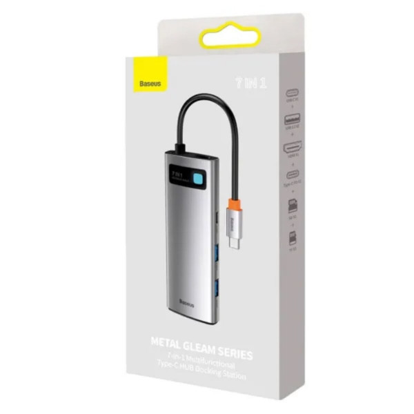 USB-хаб Baseus Metal Gleam Series 7-Port HUB Space Grey （Type-C to HDMI4K@60Hz*1+USB3.0*3+PD*1+SD/TF*1)