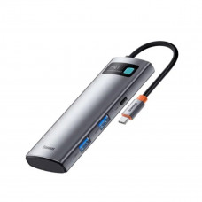 USB-хаб Baseus Metal Gleam Series 7-Port HUB Space Grey （Type-C to HDMI4K@60Hz*1+USB3.0*3+PD*1+SD/TF*1)