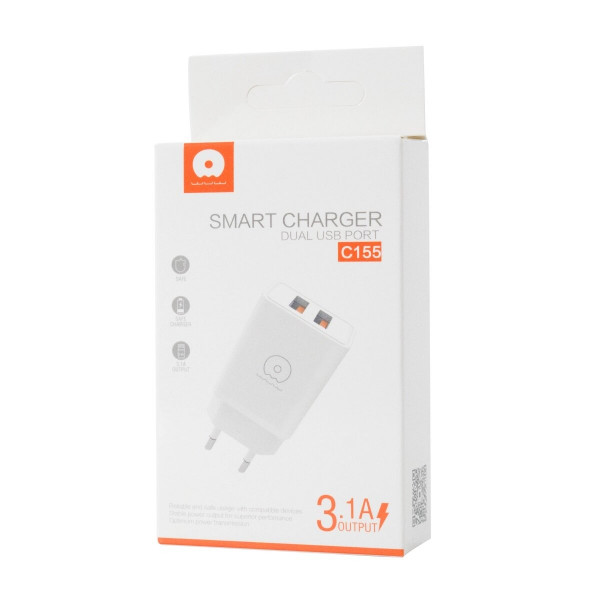 Зарядний пристрій WUW-C155 2USB 3.1A білий