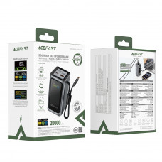 Зовнішній акумулятор ACEFAST M33-20000 100W fast charging power bank with cable and TFT display metal gray (6974316286363)
