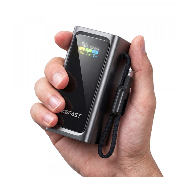 Зовнішній акумулятор ACEFAST M33-20000 100W fast charging power bank with cable and TFT display metal gray (6974316286363)