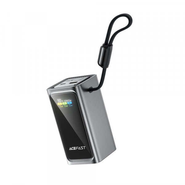 Зовнішній акумулятор ACEFAST M33-20000 100W fast charging power bank with cable and TFT display metal gray (6974316286363)