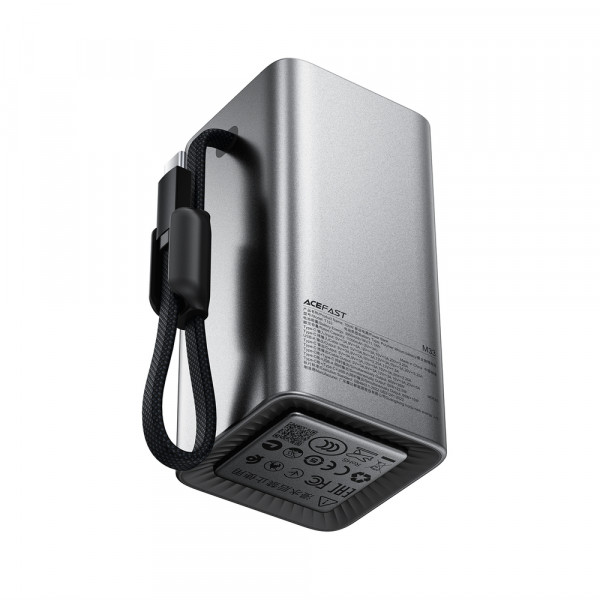Зовнішній акумулятор ACEFAST M33-20000 100W fast charging power bank with cable and TFT display metal gray (6974316286363)