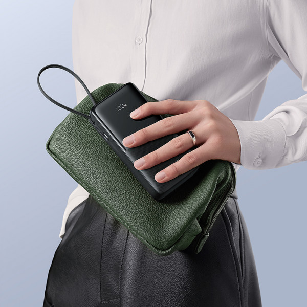 Зовнішній акумулятор Baseus Bipow 2 Digital Display Power Bank With Built-in USB-C Cable 20000mah 20W Cluster Black (P10077101113-01)