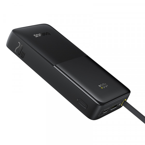 Зовнішній акумулятор Baseus Bipow 2 Digital Display Power Bank With Built-in USB-C Cable 20000mah 20W Cluster Black (P10077101113-01)